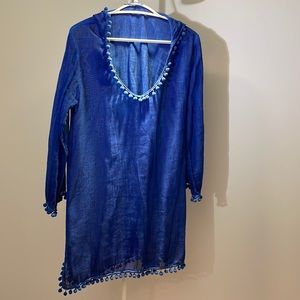 Blue transparent summer dress to wear over a swimming suit